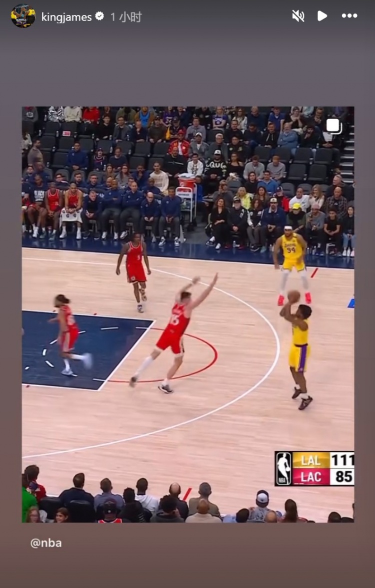  為你驕傲！布朗尼投進NBA生涯首記三分球！詹姆斯賽后轉(zhuǎn)發(fā)