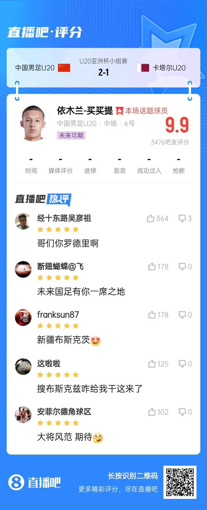  依木蘭+陳澤仕泰山中場連線！19歲依木蘭獲封：新疆布斯克茨！