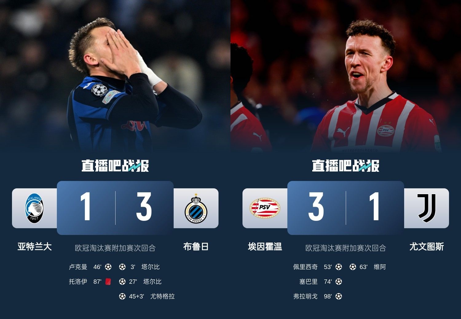  真是意甲拉垮？PSV淘汰尤文后3連敗，布魯日爆冷真藍(lán)黑后1勝難求